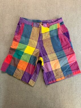 RARE Vintage Ocean Pacific OP Madras Plaid Shorts Sz 32 Surf Skate Beach Cotton